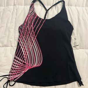 Attivo Top Womens Medium Athletic Tank Built In Bra Pink Black